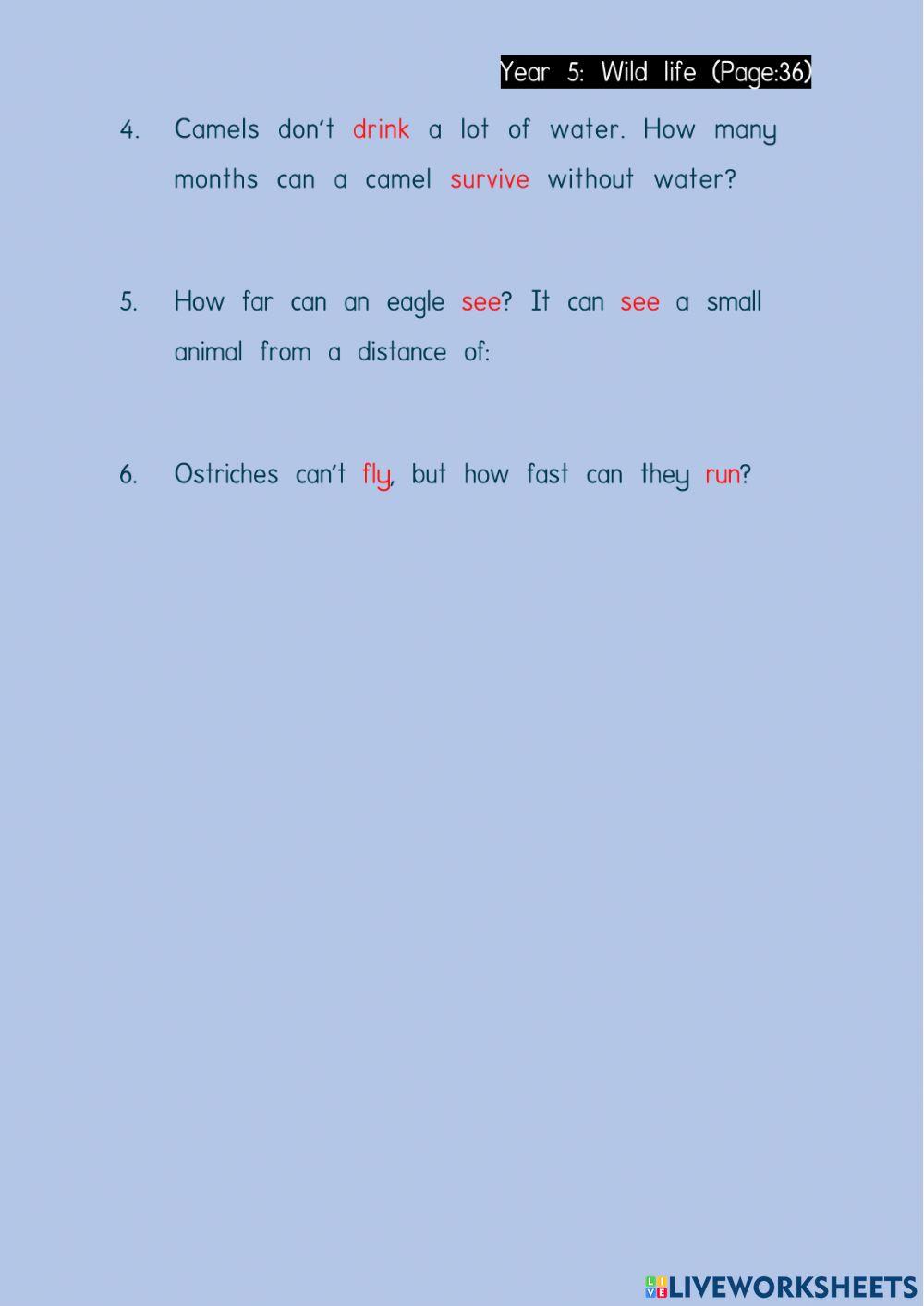 ENGLISH YEAR 5 Wild life