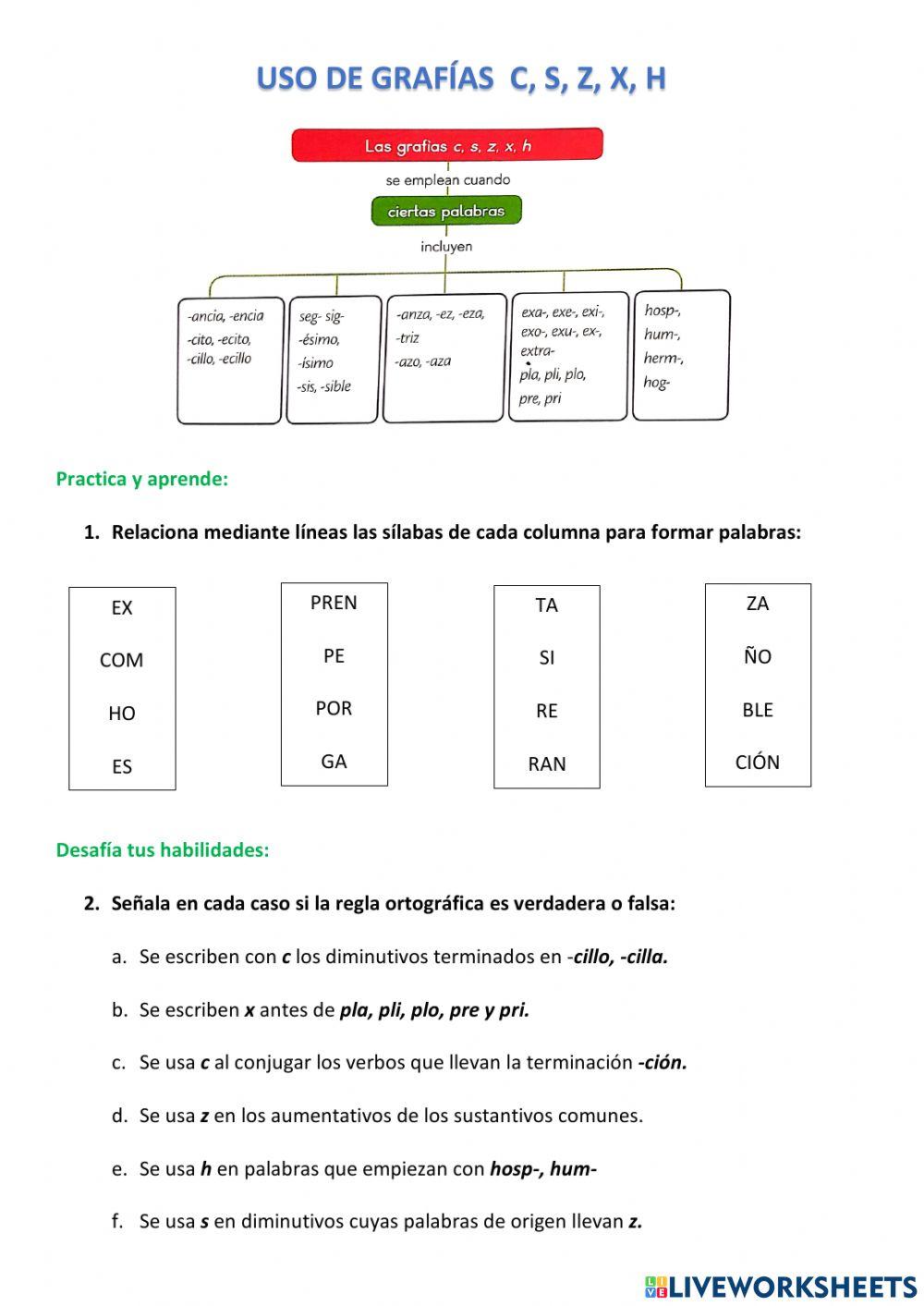 6B Uso de grafías C, S, Z, X, H