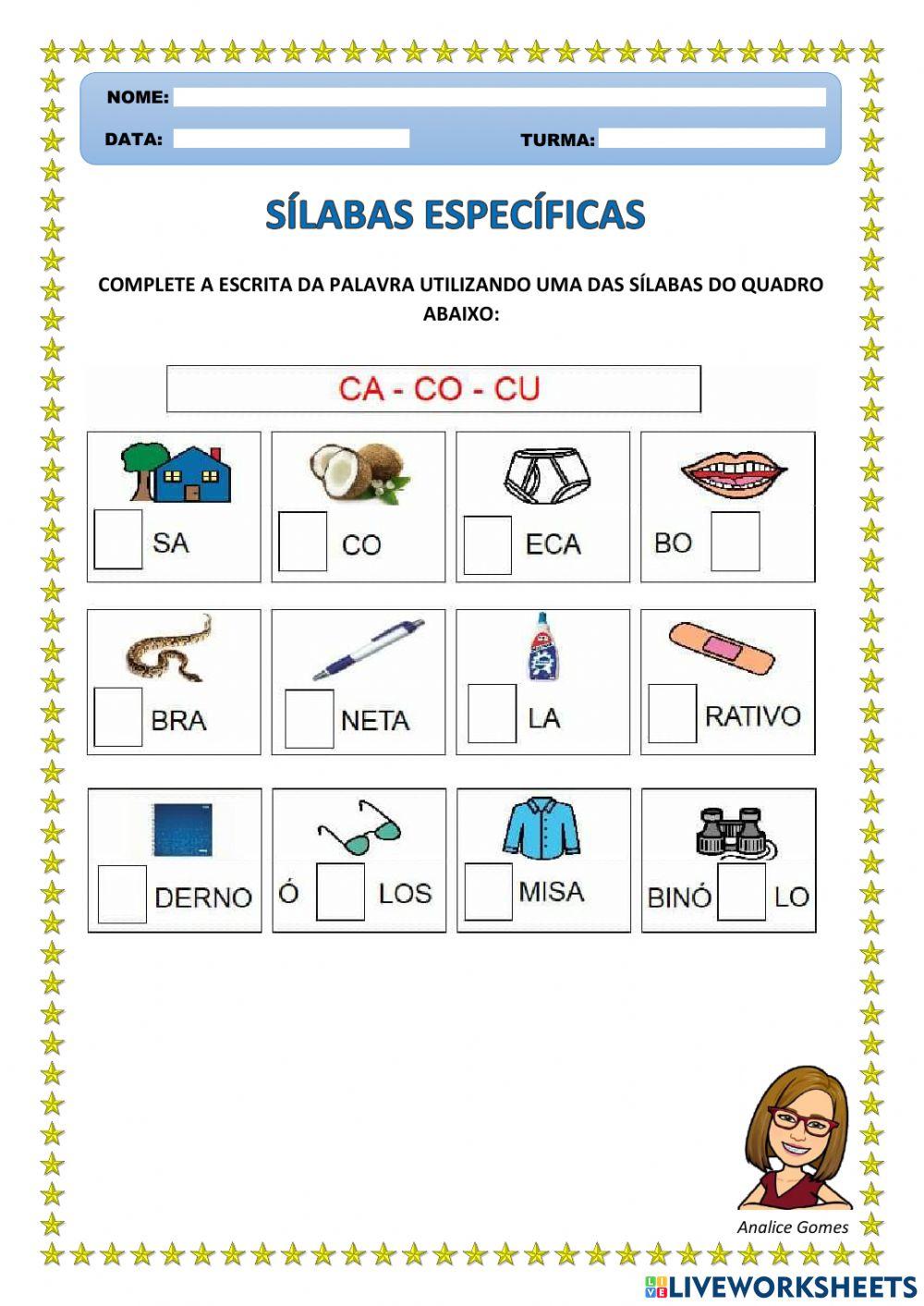 Sílabas Específicas