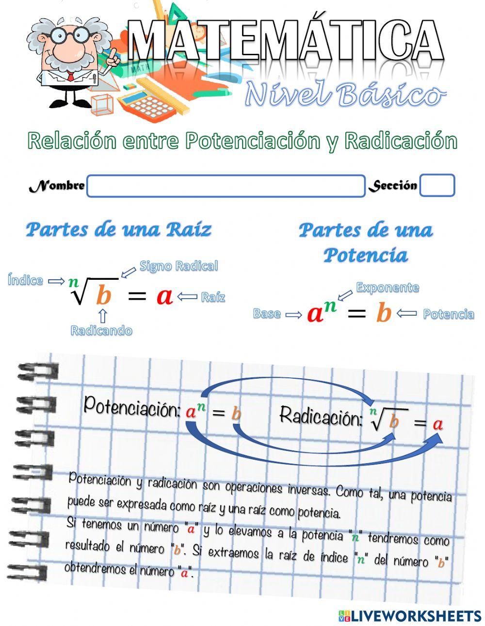 Relación entre Potencias y Raíces