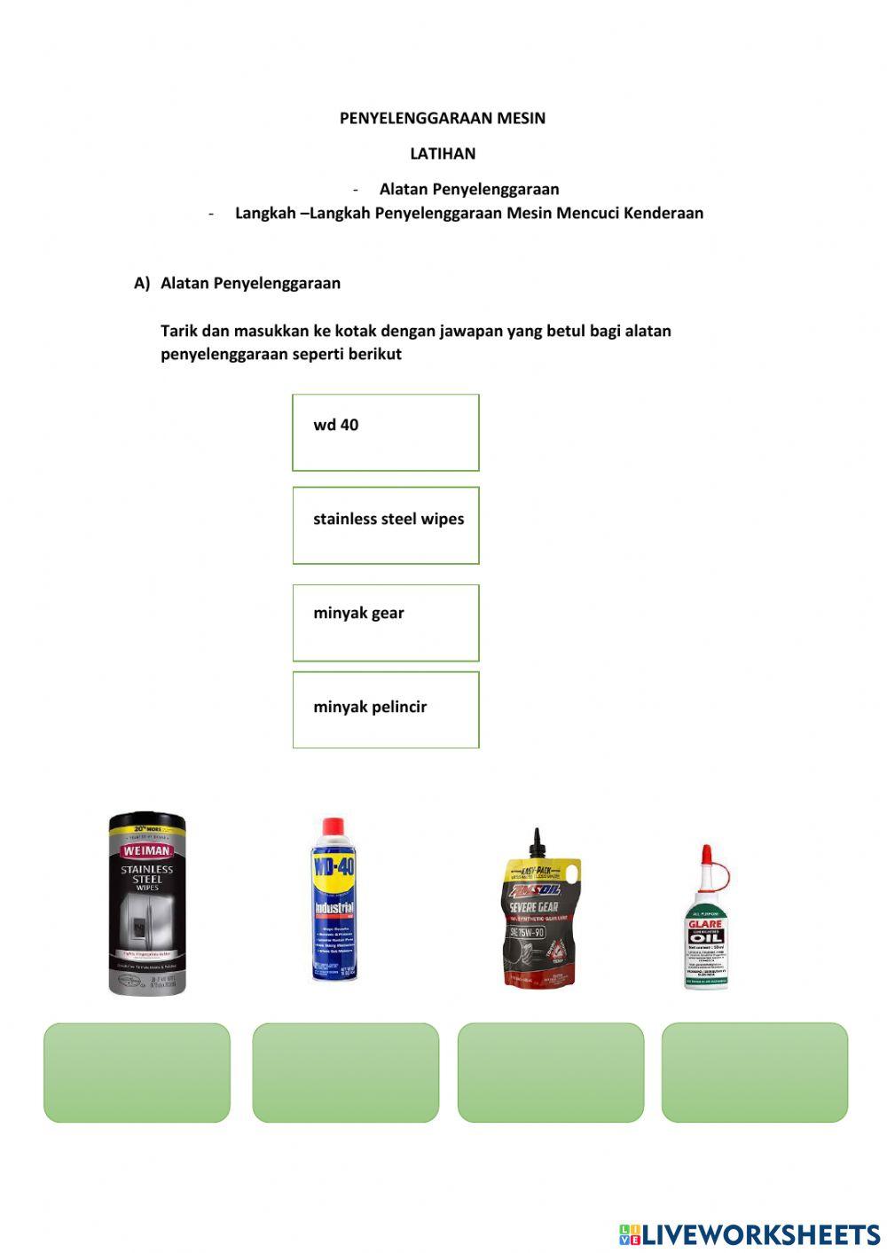Bahan dan langkah penyelenggaraan mesin dan alatan mencuci kenderaan