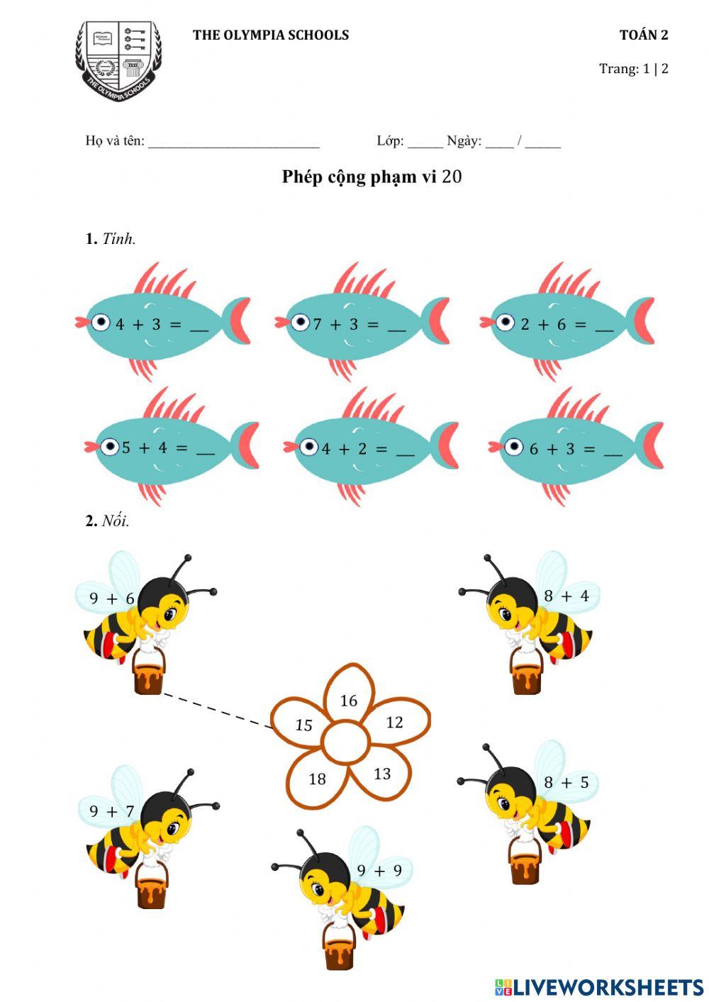 Phép cộng phạm vi 20