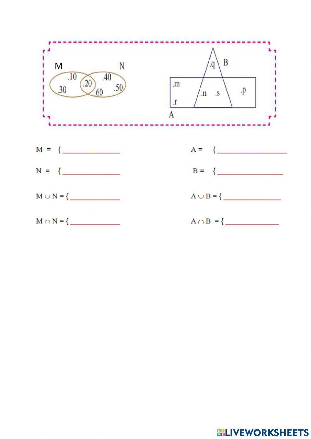 Ficha de Unión e Intersección de conjuntos