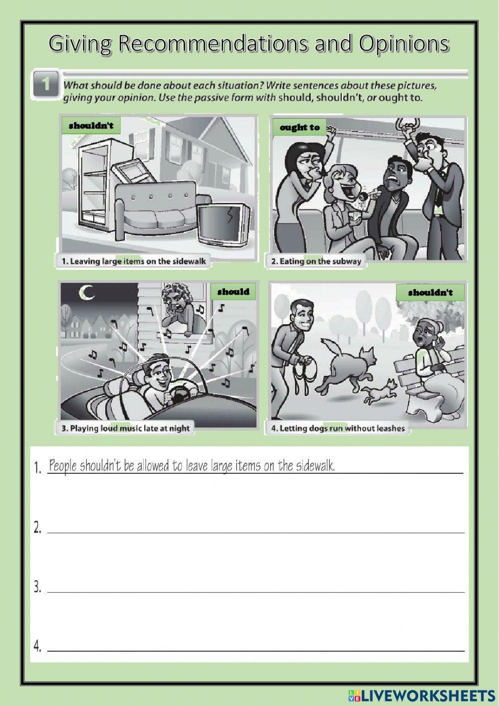 Giving recommendations and Opinions