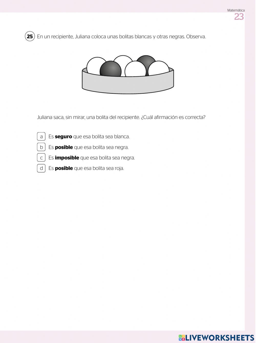 Prueba de diagnostico Matematica párte 3