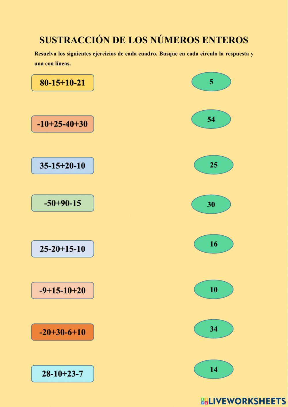 Sustracción de números enteros