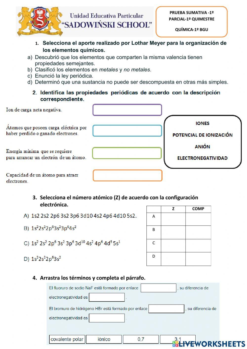 Test 1ª bgu quimica