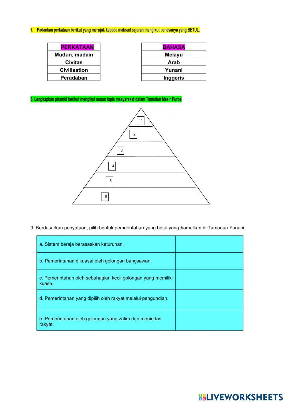Latihan Sejarah Tingkatan 1