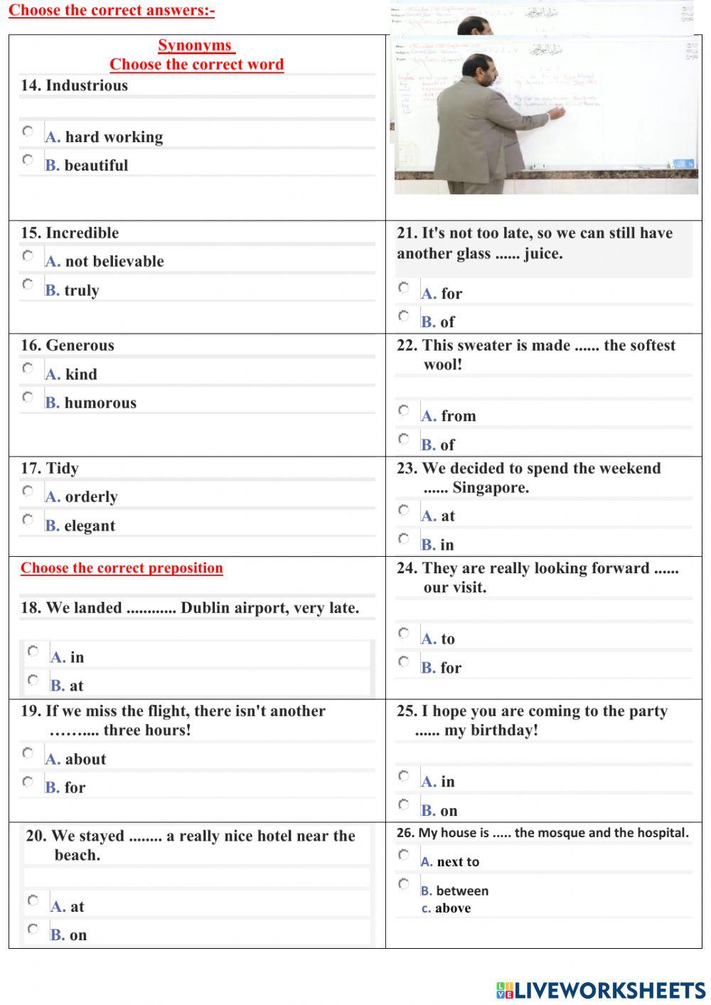 Intermediate2 -Structure & Vocabulary Exercises