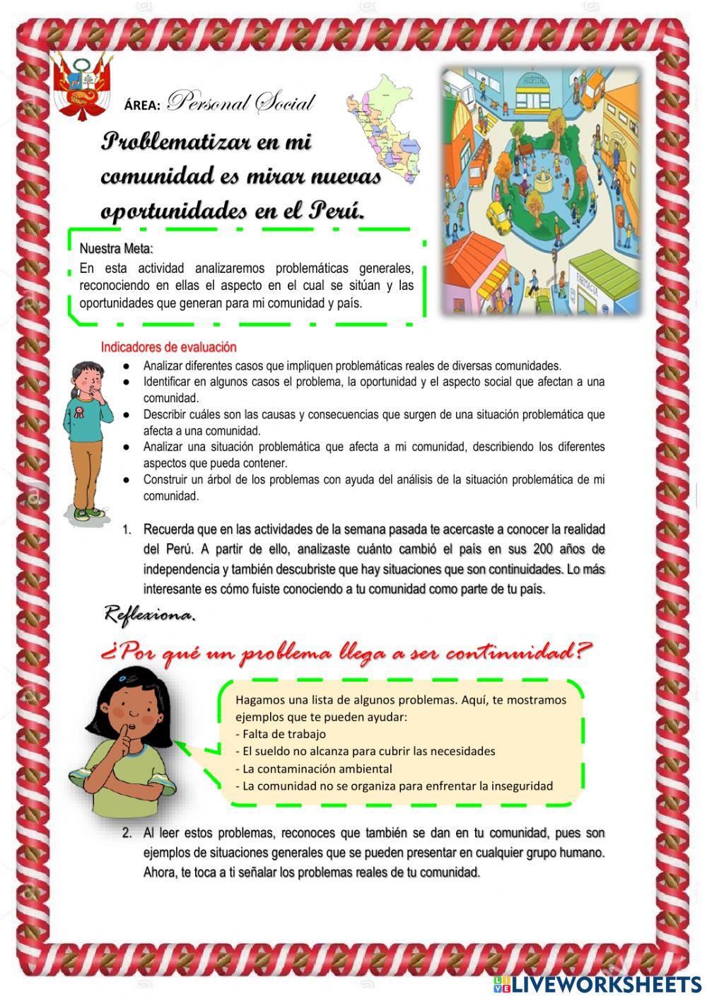 Problematizar en mi comunidad es mirar nuevas oportunidades en el Perú.