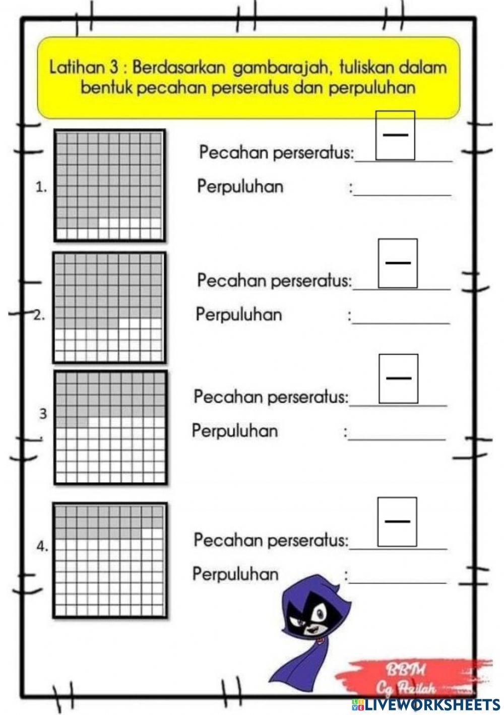Pecahan perseratus dan perpuluhan Tahun 3
