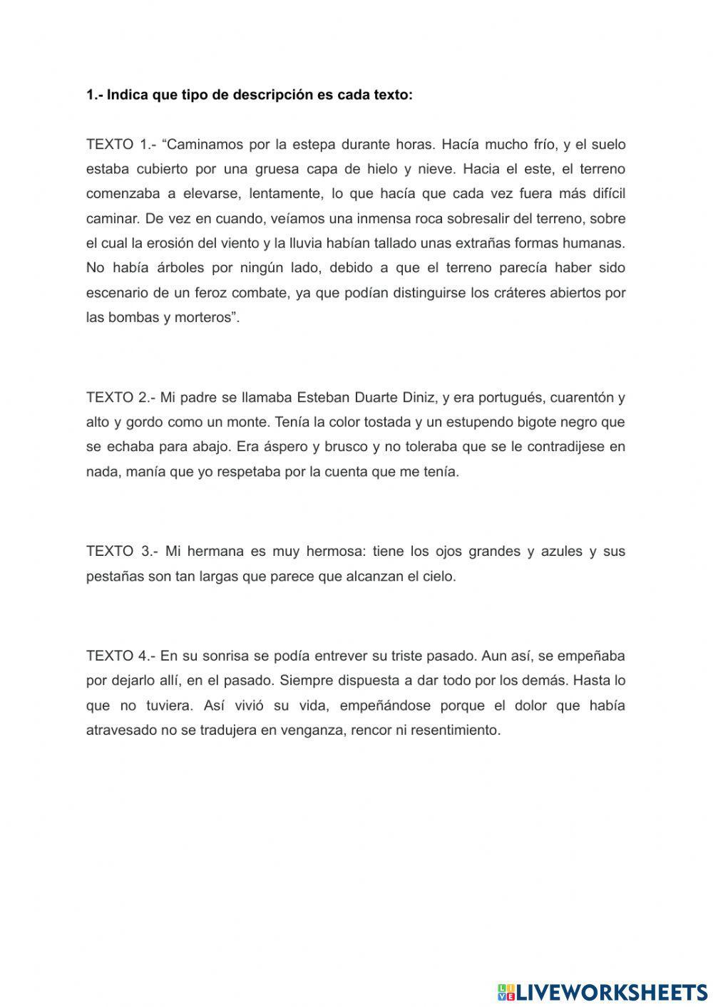 Modalidad textual: descripción Modalidad textual: descripción