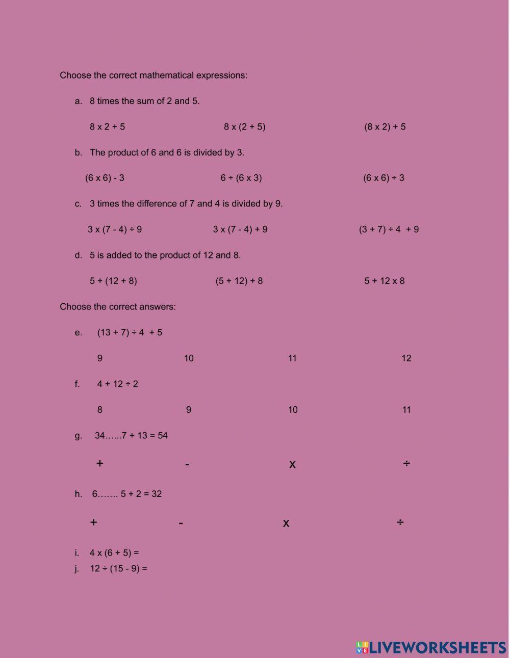 Assignment free online worksheet | Live Worksheets