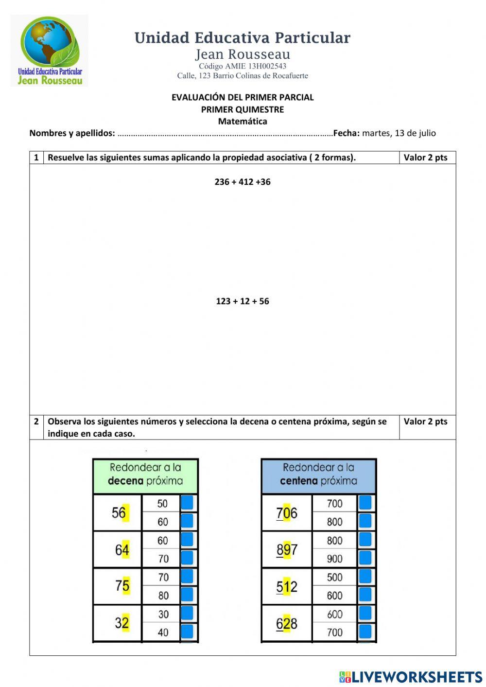 Evaluación matemática