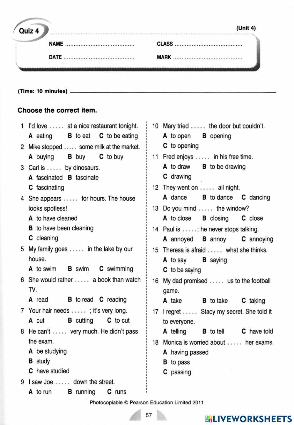 New Round Up 5 Teacher'S Book- Quiz 4 Online Exercise For | Live.