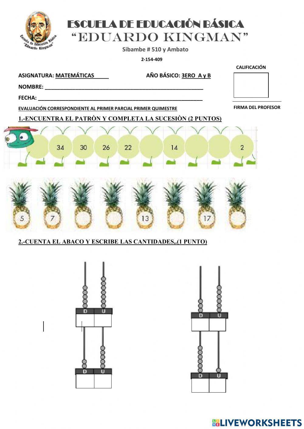 Evaluación de Matemáticas