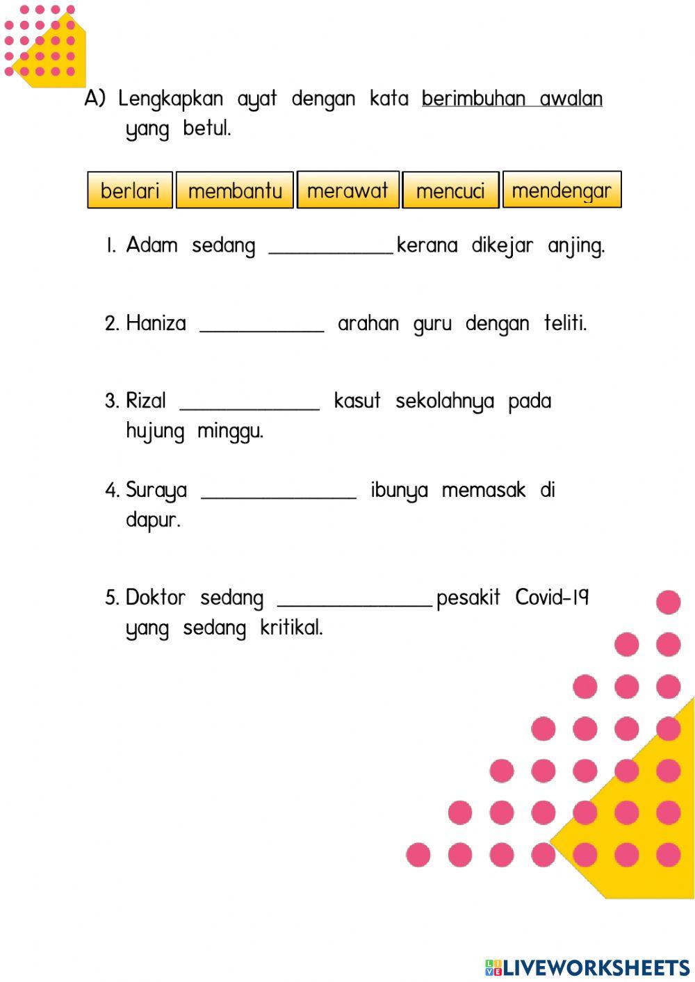 Kata Imbuhan Awalan dan Akhiran Tahun 1