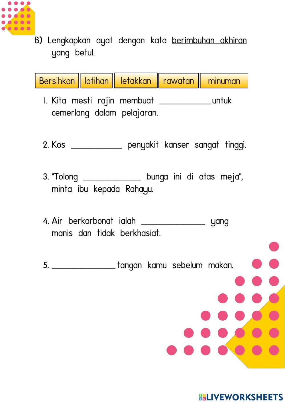 Kata Imbuhan Awalan dan Akhiran Tahun 1