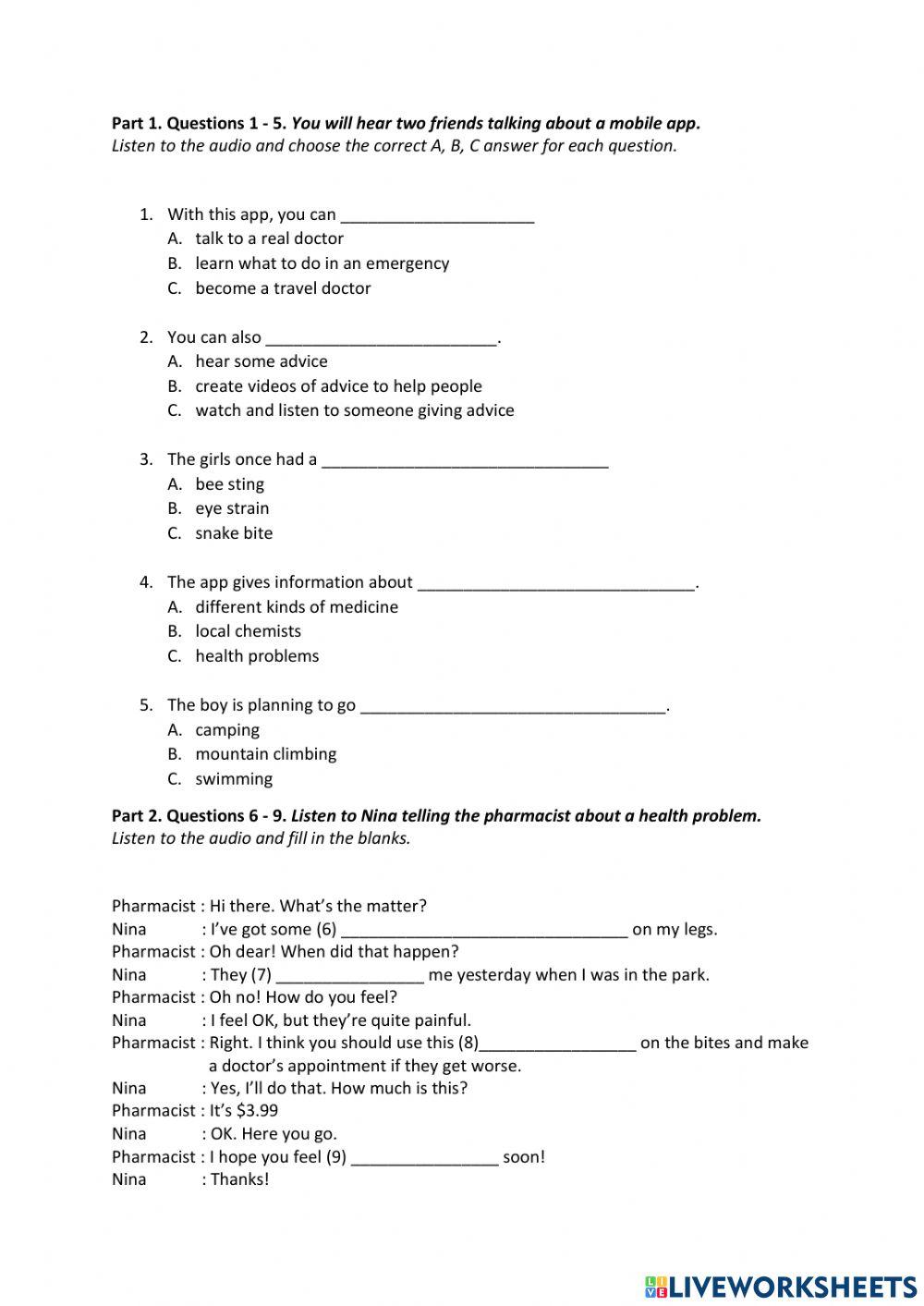 All About Holiday Health (Form 2 Unit 9 - English Pulse 2)