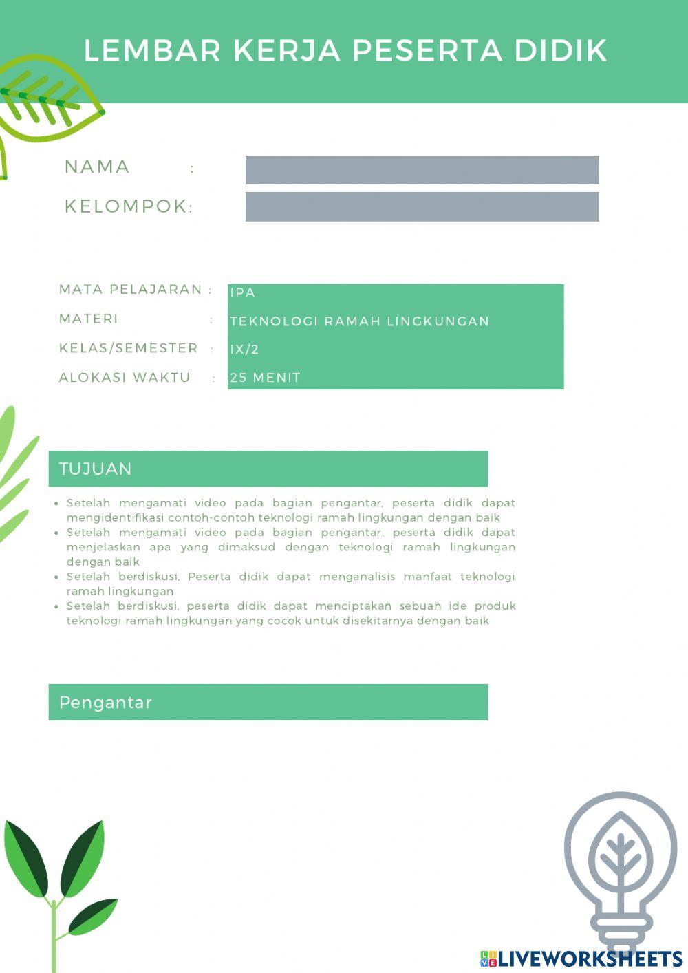 LKPD Teknologi Ramah Lingkungan