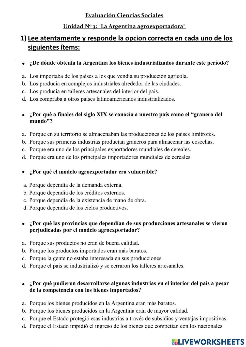 Evaluación Ciencias Sociales-Capítulo 3-6° grado 