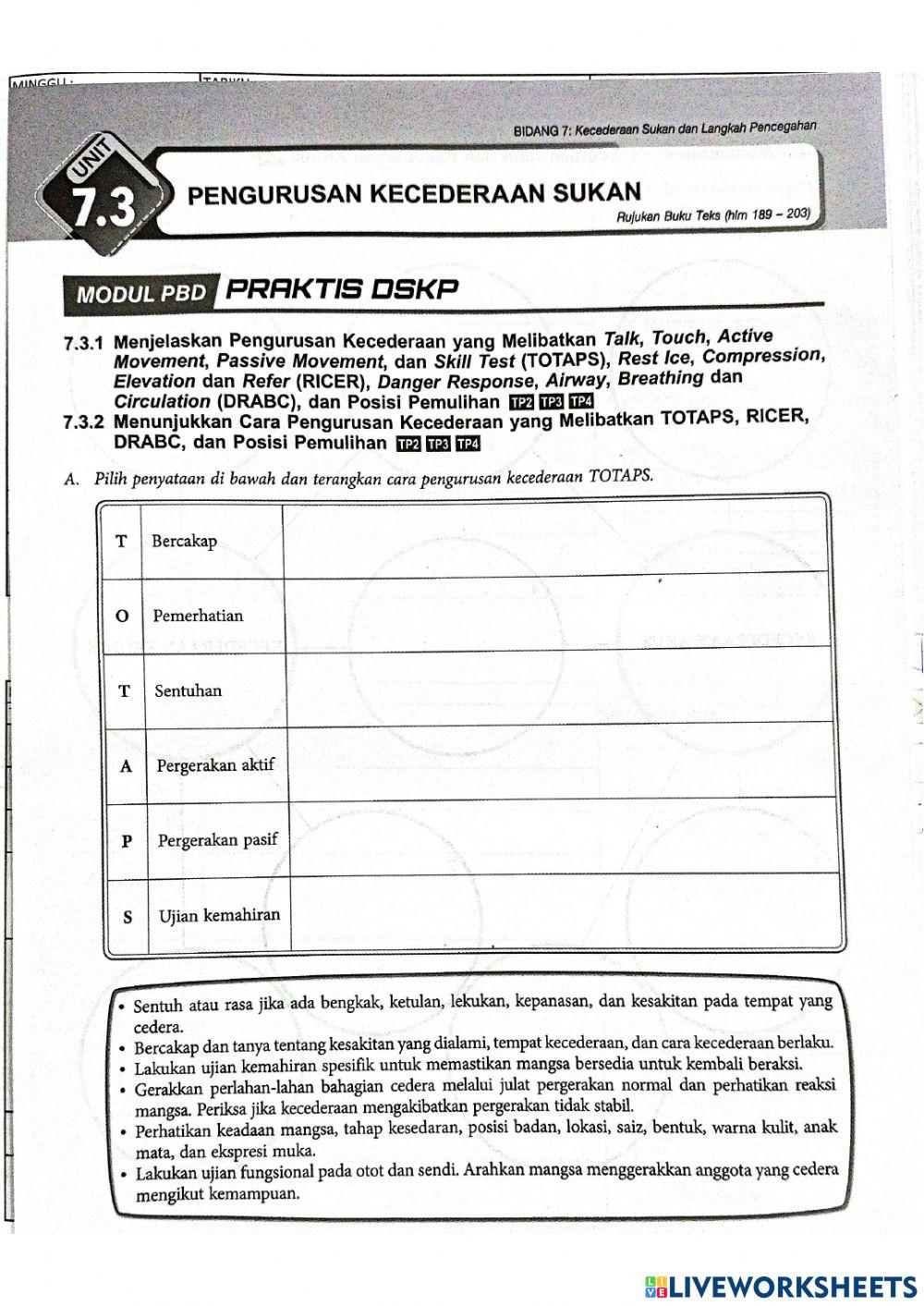 7.3 pengurusan kecederaan sukan