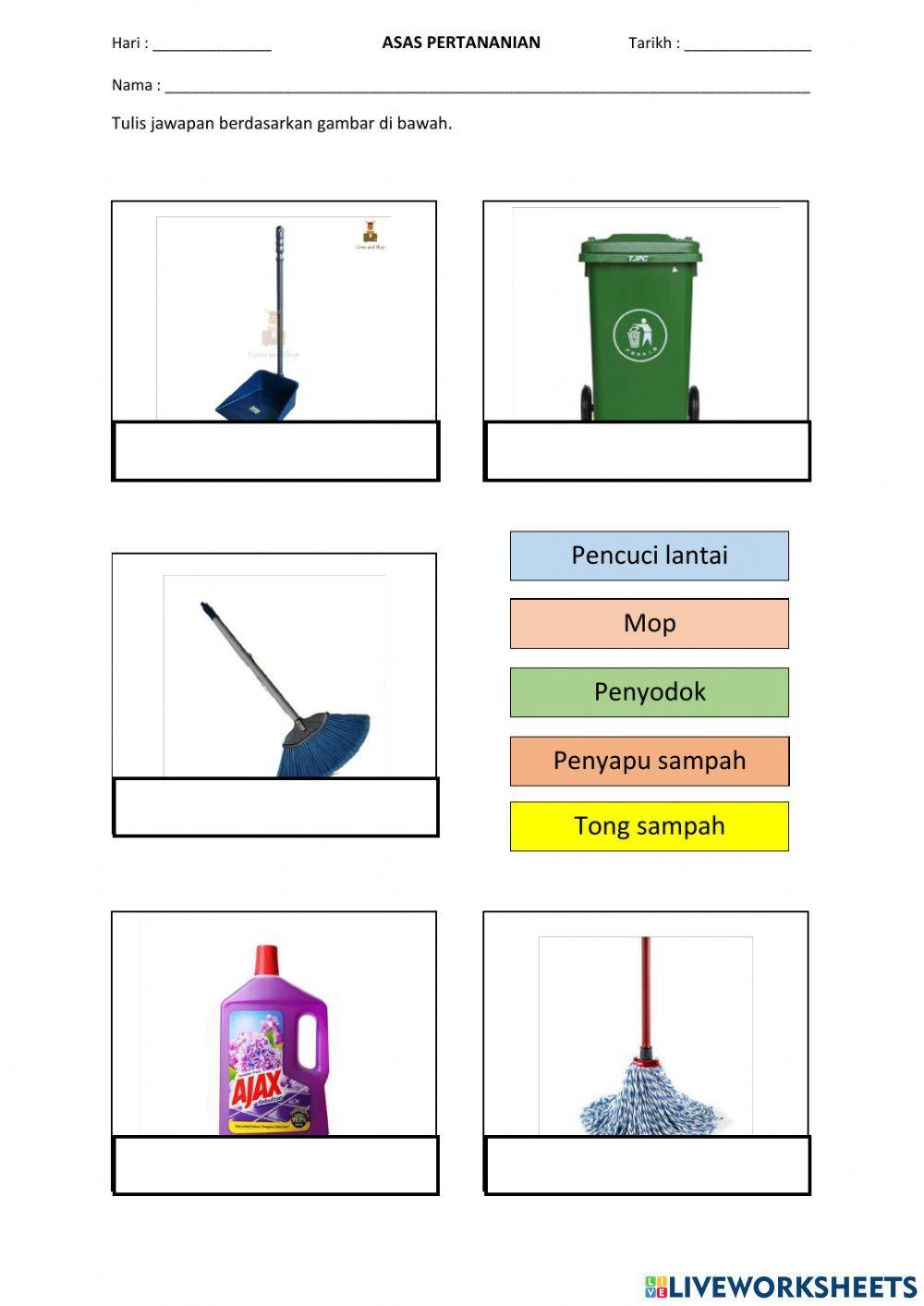 Alatan & Bahan Kebersihan: Diri & Ruang Kerja