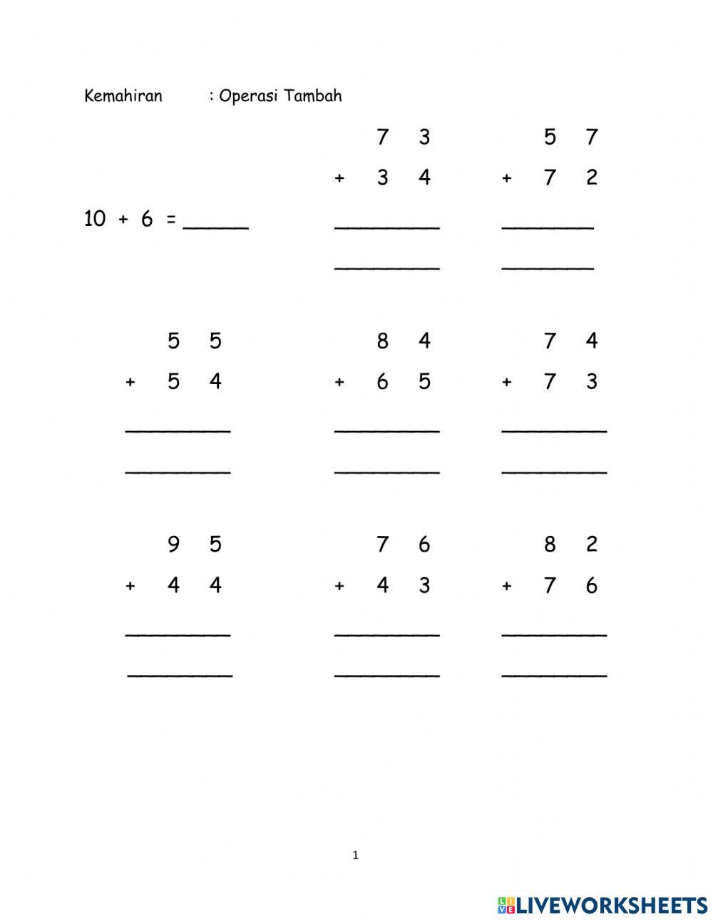 Operasi tambah tahun 2 sk chalok