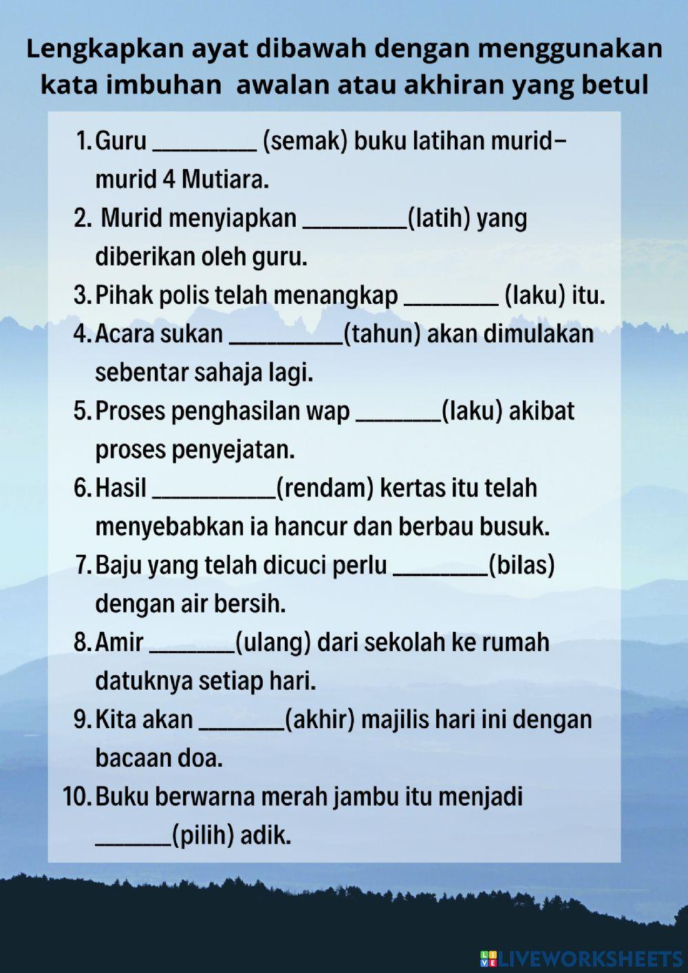 Imbuhan Awalan Dan Akhiran Imbuhan Awalan Awalan Ter Latihan – NBKomputer