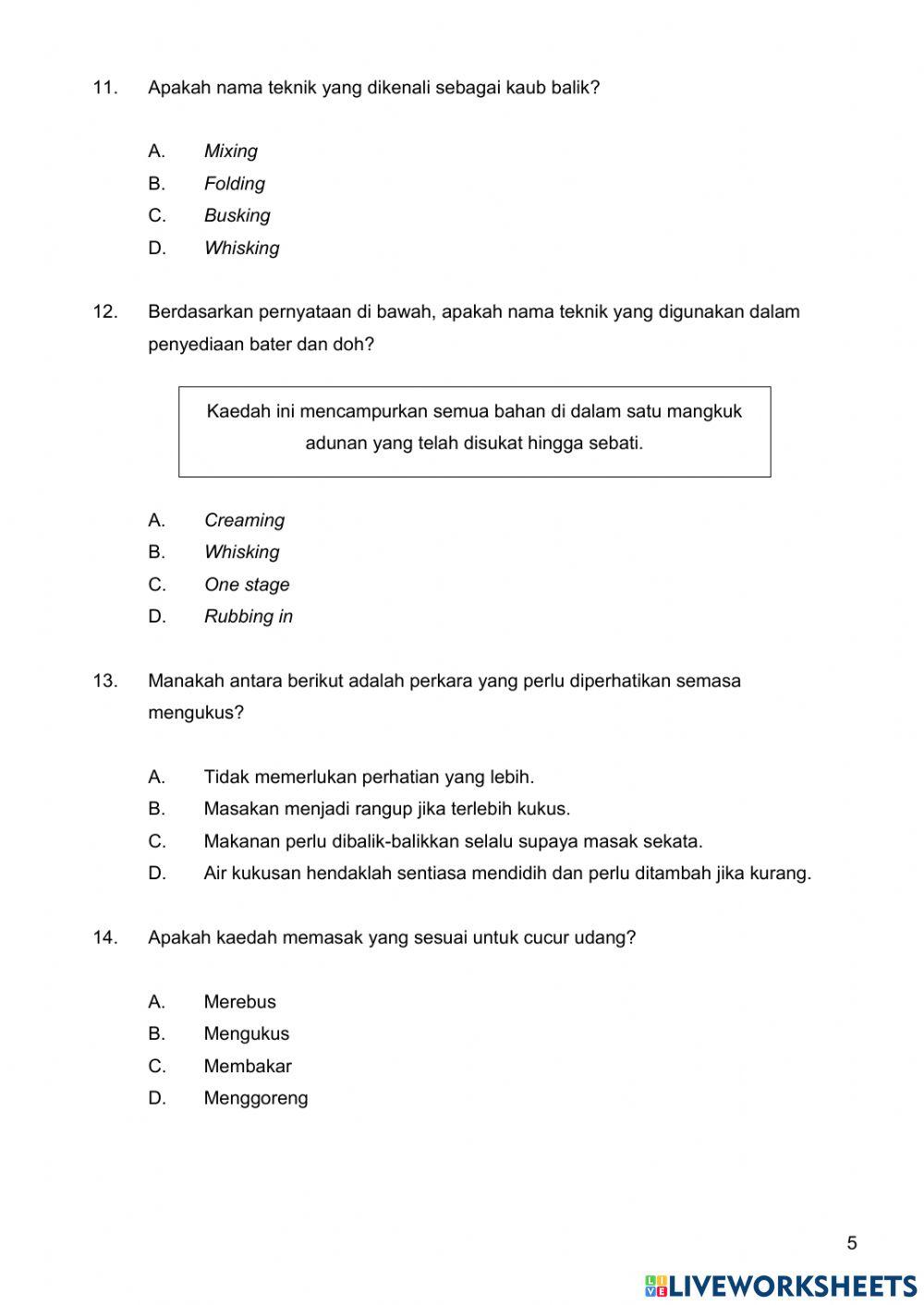 Penilaian Pengetahuan (Bater dan Doh) - KVS Pembuatan Pastri