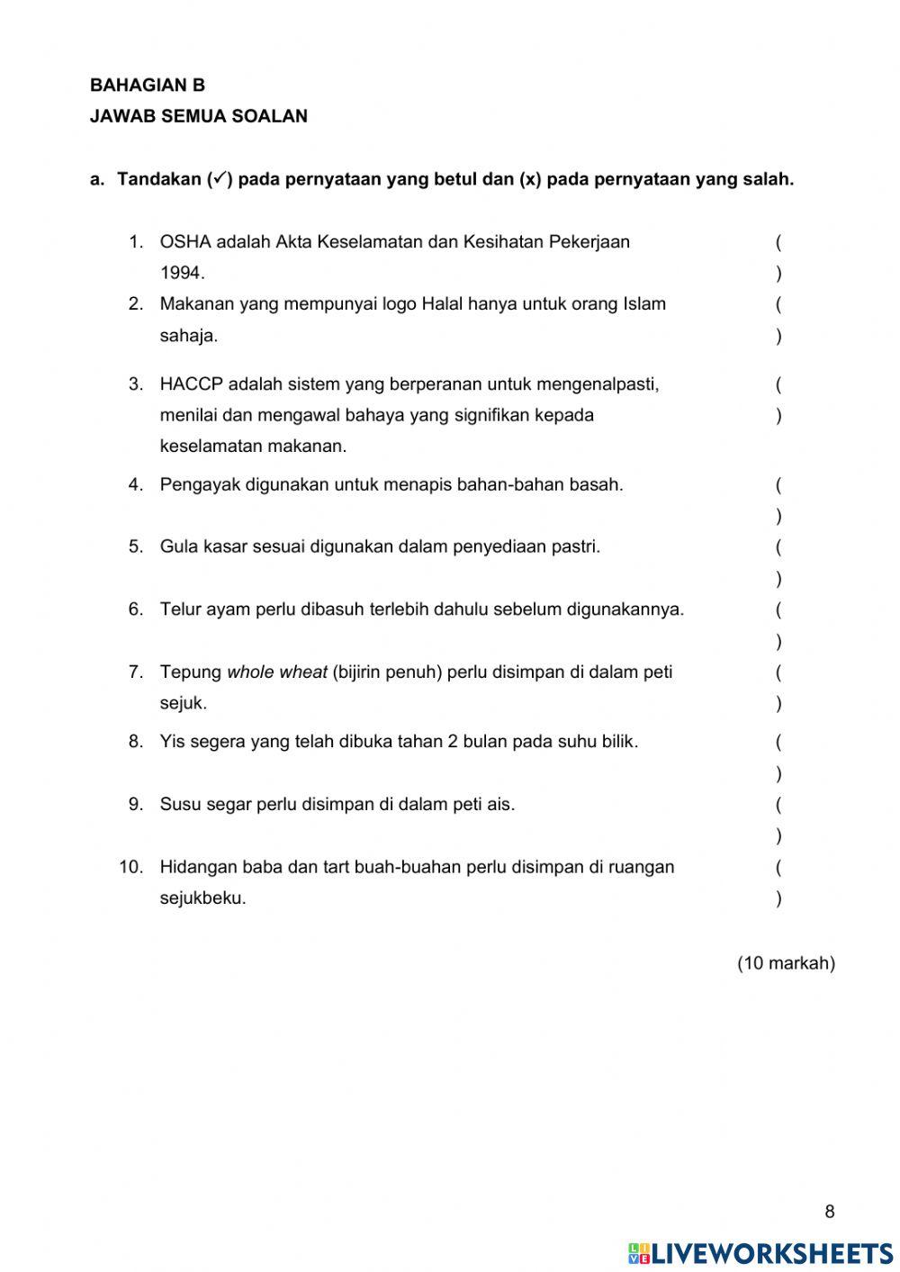 Penilaian Pengetahuan (Bater dan Doh) - KVS Pembuatan Pastri