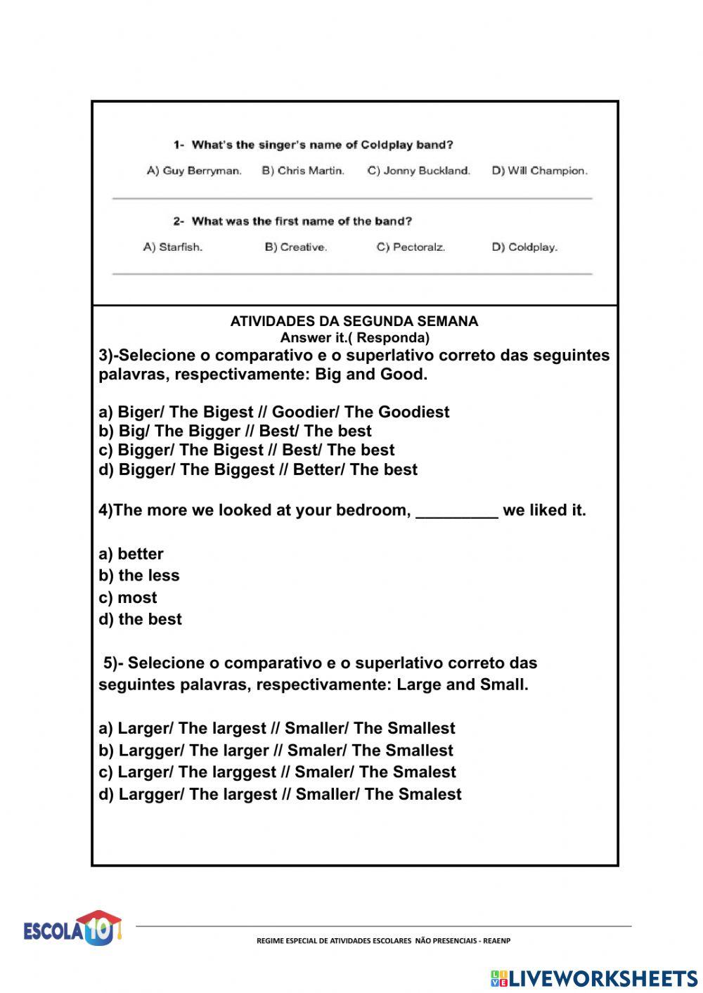 Roteiro de Inglês- ANAIAS - 9° ano - 6° quinzena