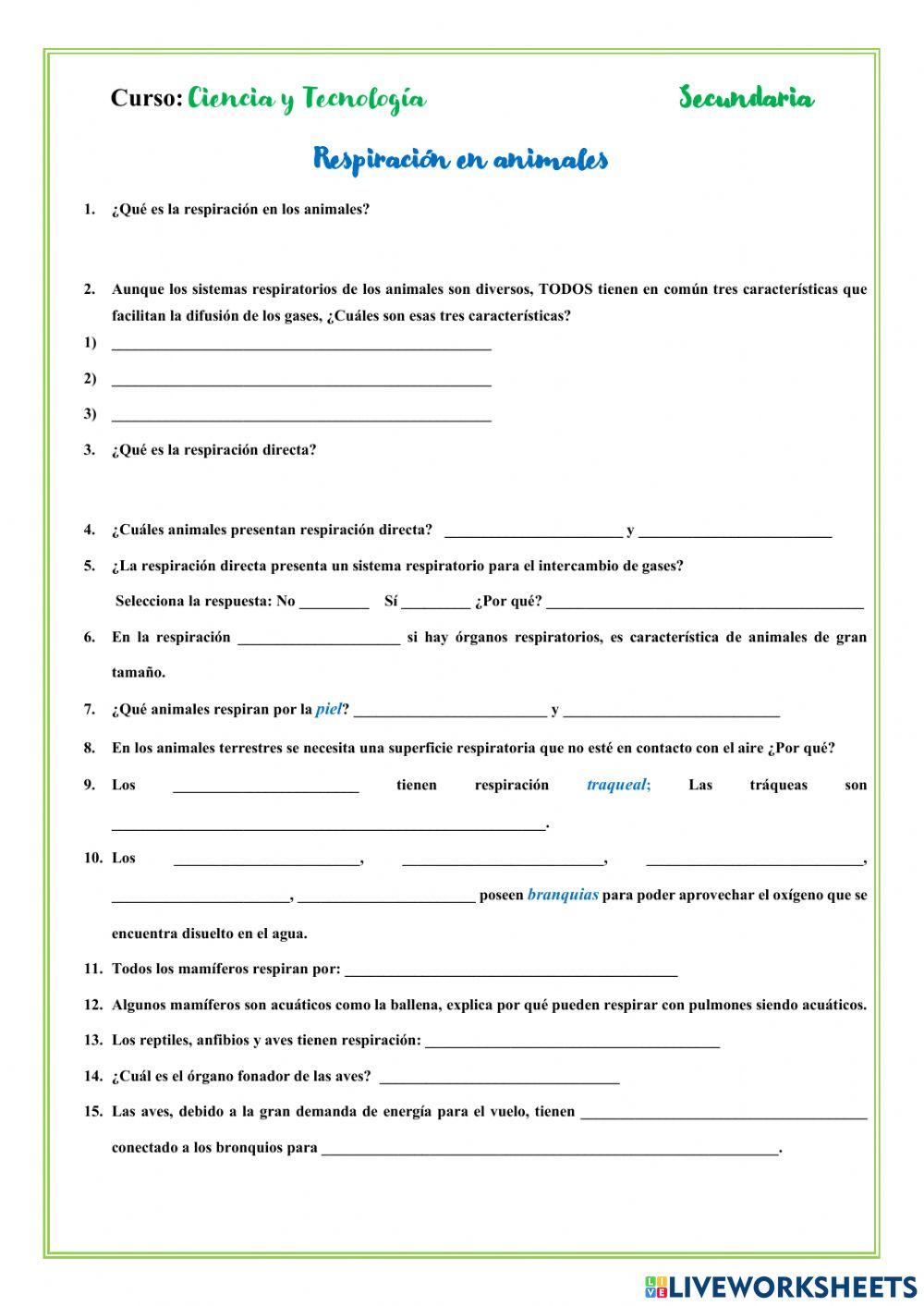 Respiración en animales