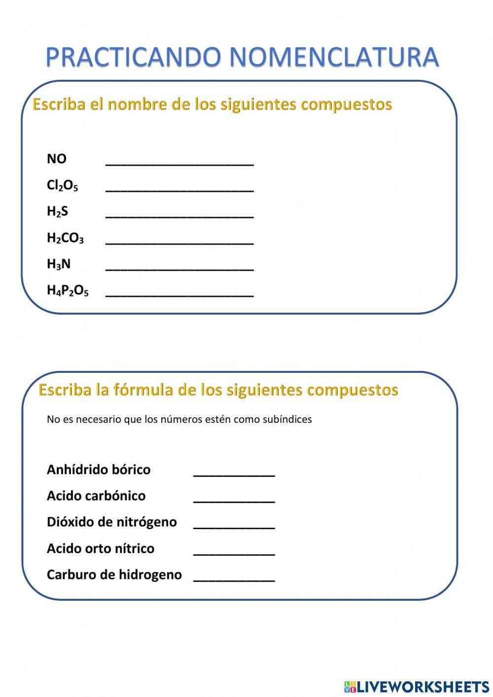 Practicando nomenclatura