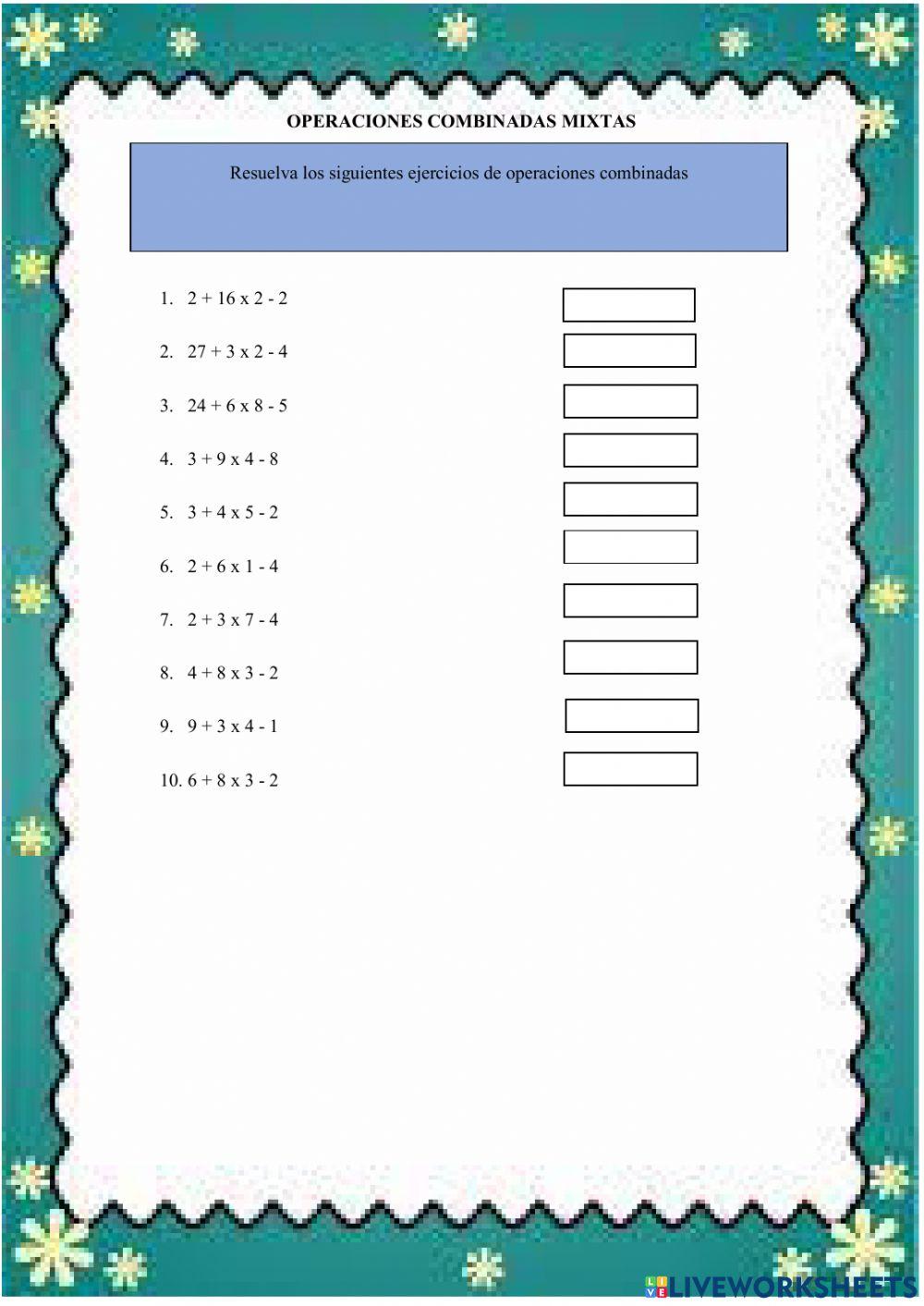 Operaciones combinadas mixtas