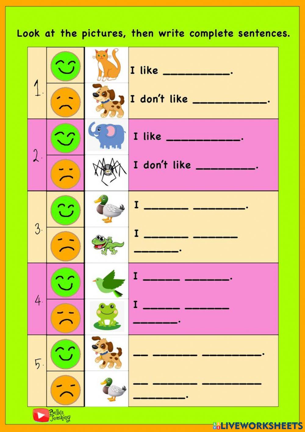 Pet Show Sentence Structure