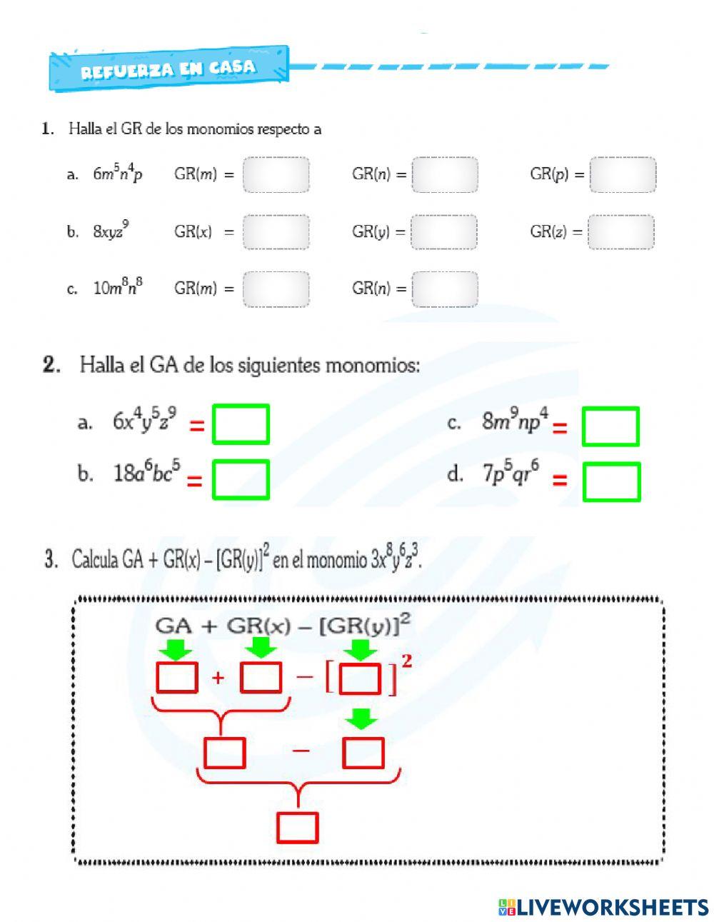 Evaluación de álgebra