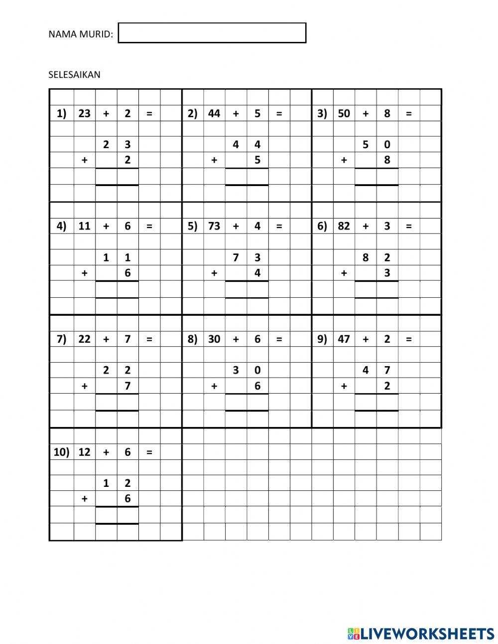 Operasi tambah tahun 1