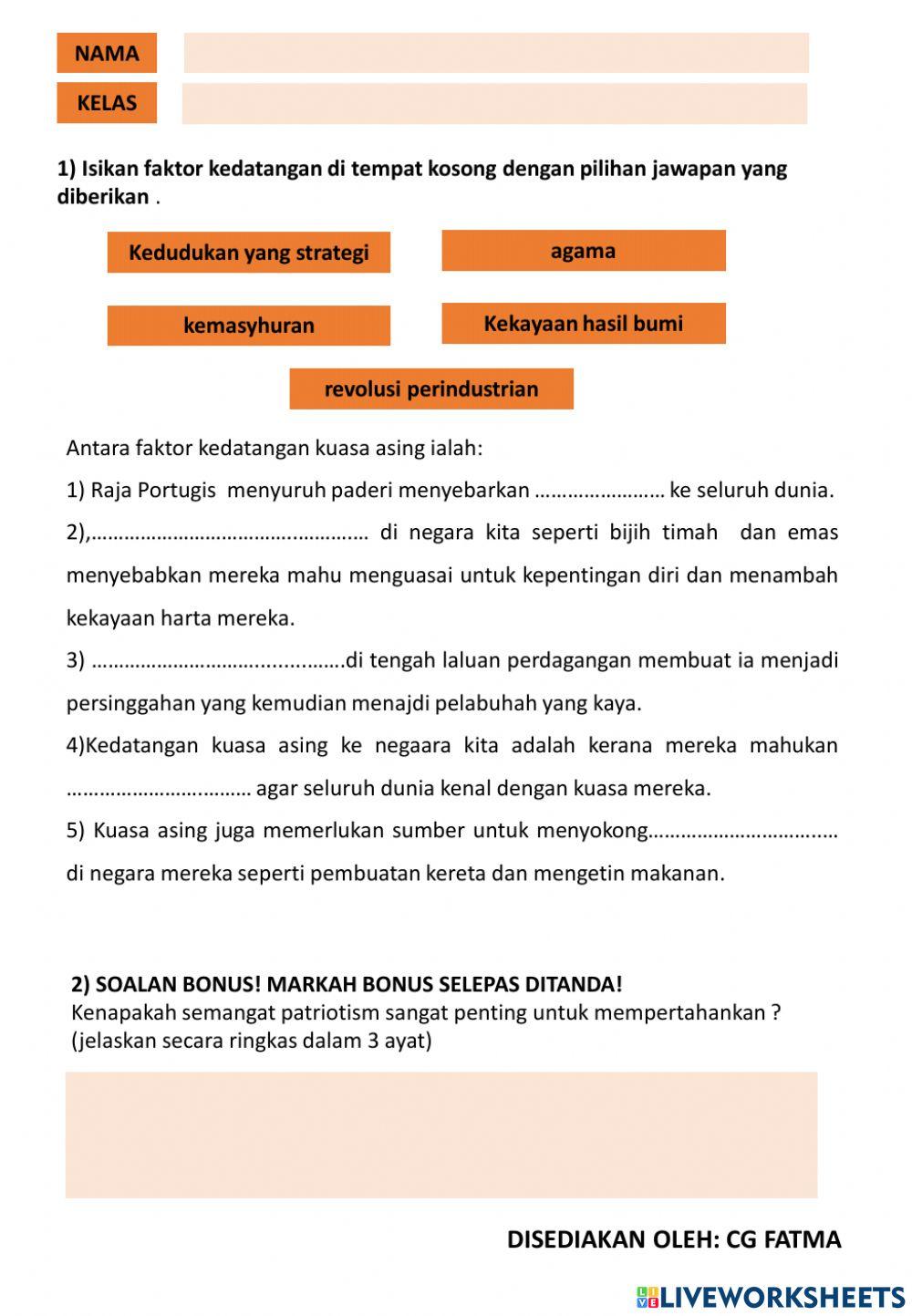 Faktor kedatangan kuasa asing di negara kita