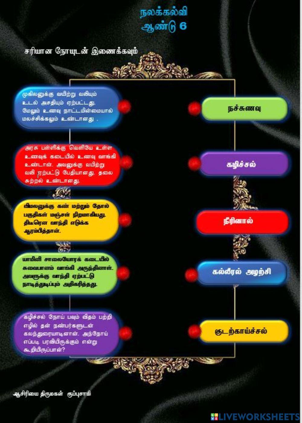 நோய்                                                                 (ஆசிரியை திருமகள் குப்புசாமி, கிந்தாவேலி தமிழ்ப்பள்ளி)