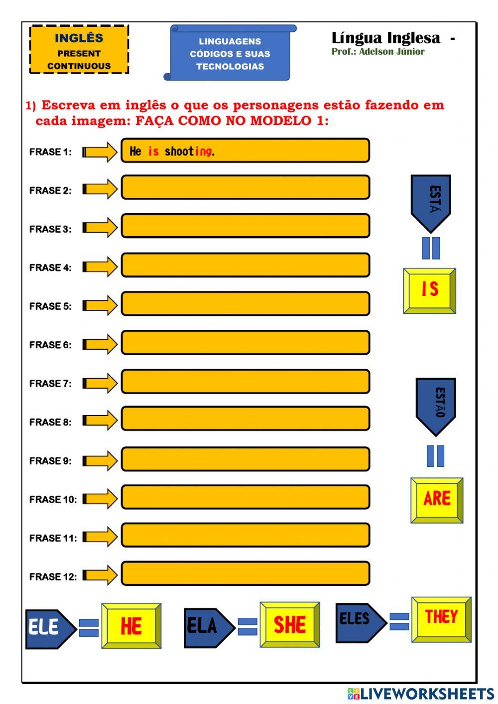 Present Continuous (Exercícios de fixação)