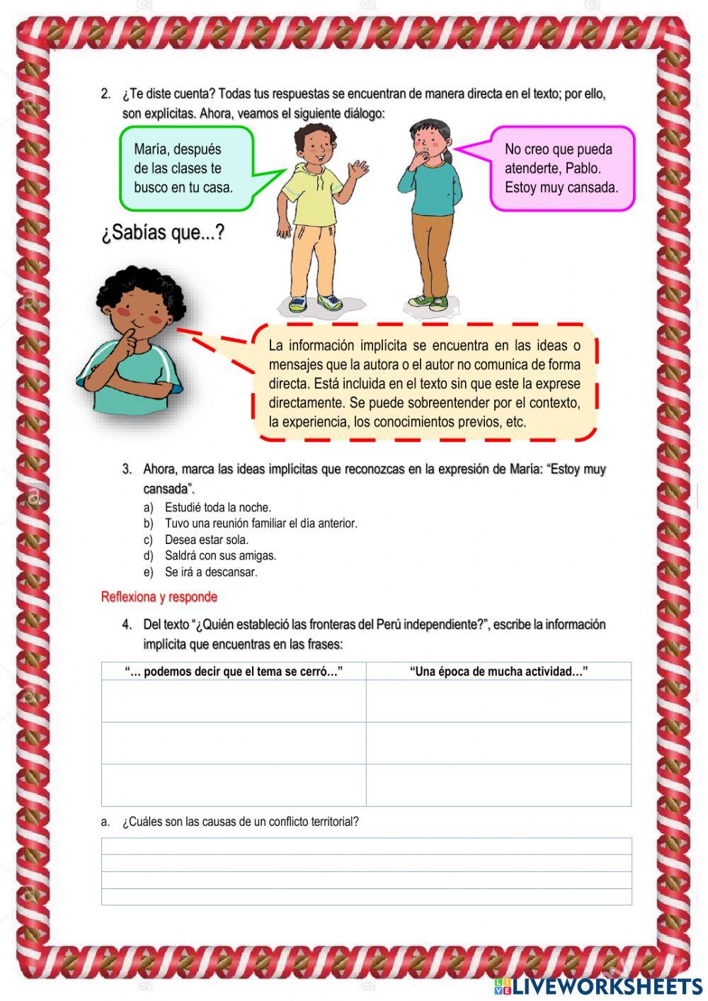 Reconoce la información explícita del texto leído