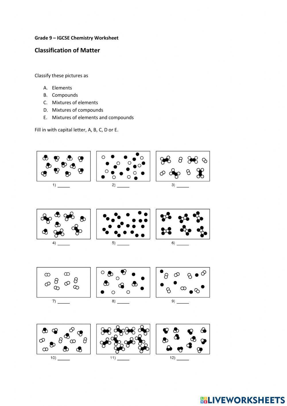 Classification of Matter worksheet | Live Worksheets classification-of-matter-worksheet-live-worksheets