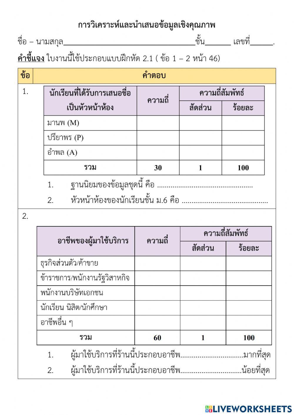 การวิเคราะห์ข้อมูล