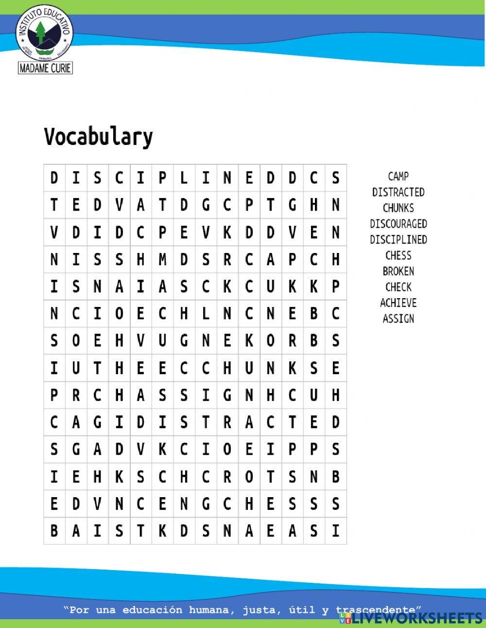 Week 9 wordsearch