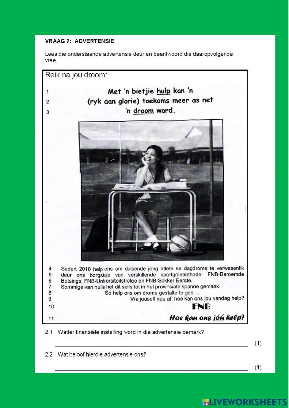 Afrkaans paper 2 part 1