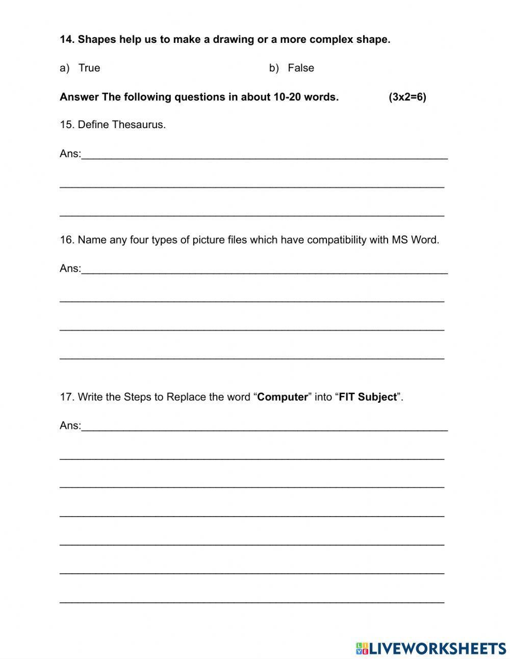 Class 9 FIT (Advanced Features in MS Word)