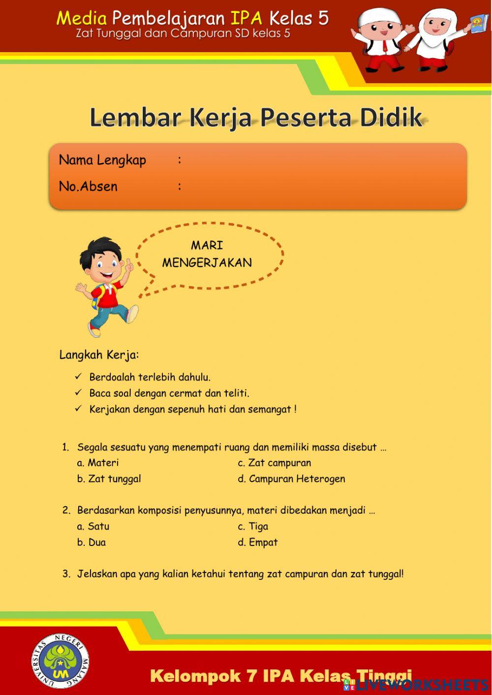 LKPD IPA Kelas 5 SDN 2 Kedungrejo