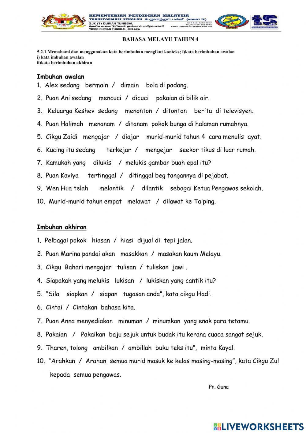 imbuhan awalan dan akhiran