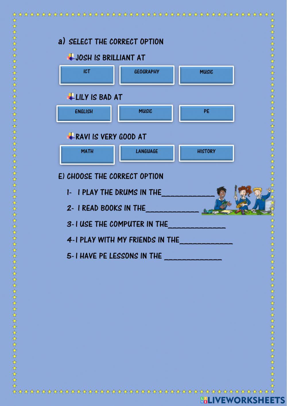 School subjects and places